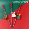 1 peça Brinquedo Varinha de Gato de Natal, Brinquedo de Pelúcia Interativo com Sino, Estilo Multi-Design Papai Noel/Árvore/Presente