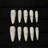 Unhas Usáveis Puramente Feitas à Mão, Patches de Manicure Pintados à Mão Branco Leitoso de Verão de Alta Qualidade, Prata Removível Luxo Acessível Elegante