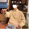Estilo Transfronterizo Otoño e Invierno Estilo Perezoso Retro Cuello Solapa Media Cremallera Holgado Versátil Jersey de Punto de Manga Larga para Hombre
