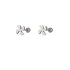 Pendientes de Botón de Acero Inoxidable Mariposa Hueca Flor Cruzada Personalidad Simple Temperamento Lujo Ligero Europeo y Americano Adornos de Oreja de Hilo de Seda