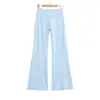Calça Flare de Yoga com Fenda Frontal para Mulheres, Calça Preta Fina de Cintura Alta Cruzada Super Skinny de Modelo, Roupa de Verão para Exterior Calça Flare Shark