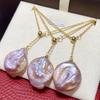 Pendente de Pérola Natural de Água Doce Barroca Irregular, com Pérolas Edison Iridescentes, Estilo Europeu e Americano, Rosa e Roxo, Quente de Outono