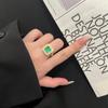 Anel feminino de diamante de alto carbono Joker simples, temperamento europeu e americano quadrado verde menta cor de turmalina