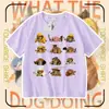 2026 Ropa para Perro Mi Cuchillo y Escudo Camiseta de Algodón Puro Manga Corta Shiba Inu Divertido Paquete de Emoticonos Abstractos Top para Niños y Adolescentes