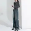 Jeans Retrô de Perna Larga Feminino 2024 Primavera e Outono Novo Cintura Alta Emagrecimento Pequeno Solto Dosagem Calças Retas