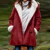 Abrigo de Lana para Mujer 2025 Invierno Nuevo Estilo Harajuku Sencillo Color Sólido Casual Cardigan con Botones de Longitud Media con Capucha