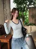 Camiseta Térmica de Cuello para Mujer Otoño Invierno Estilo Nuevo Azul Manga Larga Tacto de Alta Gama Corte Ajustado Hombros Correctos Top de Cuello Bajo