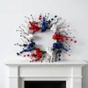 Día de la Independencia Transfronterizo Festival del Día Nacional Americano Corona de Espigas de Trigo Decoraciones para Colgar en la Puerta Adornos para Fiestas Rojo Blanco y Azul Artificiales