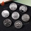 Botones de metal retro de plata antigua de 17,8 mm a 22,5 mm de alto, para coser a mano, para abrigos, trajes y hebillas.