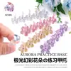 Base de Práctica Acrílica para Uñas, Soporte de Exhibición de Uñas Florales con Gradiente Iridiscente Aurora, Soporte para Uñas con Forma de Pieza de Ajedrez