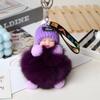Colgante de Bola de Pelo de Zorro Muñeco de Peluche Lindo Colgante de Muñeca Durmiendo Llavero para Cochecito de Bebé Decoración de Bolso