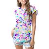 Tops Nuevos Europeos y Americanos para Mujer Amazon Ebay Estación Independiente Popular Cuello Redondo Estampado Hoja de Loto Camiseta de Manga Corta