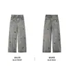 Jeans divertidos con bordado de cachorro para hombre, pantalones rectos holgados de pierna ancha estilo callejero americano, marca de moda, pantalones retro geniales