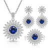 Transmissão ao vivo conjunto de joias de flor de girassol luxuoso mais vendido com diamantes, incluindo brincos, anel e colar para mulheres
