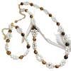 Otoño e invierno vintage estilo Maillard piedra ojo de tigre natural de alta calidad collar pulsera traje de perla redonda artificial de alto brillo