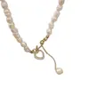 Colar de Pérolas Sintéticas Levemente Luxuoso Estilo Francês para Mulheres, Moderno e Versátil, Corrente de Clavícula Elegante, Fresco e Doce