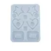 Molde de Resina DIY Papoula Brincos Pingente Coração Estrela Ganchos de Orelha Enfeites Pendentes Caseiros Molde de Silicone