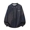 Nova Blusa de Moletom Masculina Outono/Inverno 2026 com Estampa Geométrica, Top Tendência, Caimento Solto Único, Tamanho Grande, Gola Redonda Pulôver para Homens