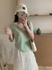 Foto Real da Nova Camiseta de Manga Curta Lisa de Lyocell Confortável para o Verão com Sensação de Gelo, Estilo Coreano Casual Slim Fit com Textura