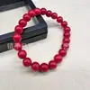 Alternativa à Ágata Vermelha do Sul, Pulseira de Contas Estilo Vintage com Corte Reto, Pulseira Vermelha Caqui, Pulseira de Contas Redondas de Jade Semelhante ao Quartzo, Contas de Ábaco