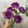 Flores Artificiais de Peônia Estilo Europeu com 5 Cabeças para Decoração de Casamento, Flores Artificiais para Salão de Casamento, Arranjos de Flores para Chão, Arranjos de Flores para Decoração de Casa