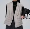 Chaleco de plumas para mujer de otoño e invierno, cuello en V, chaleco exterior, chaleco de plumas, camisa base para capas
