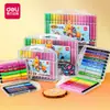 Plumones de acuarela lavables Deli para niños de preescolar, juegos de plumones de acuarela de 12/18/24/36/48 colores, papelería al por mayor
