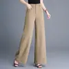 Calça Wide Leg Feminina Nova para Primavera e Outono de 2026, Cintura Alta, Solta, Emagrecimento, Cor Sólida, Simples e Versátil, Calça Reta com Caimento, Tendência