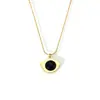 Estilo palacio retro verano temperamento total joyería incrustación geométrica diseño natural piedra ojo de tigre acero de titanio chapado en oro colgante