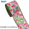 Cinta de Overlock Estampado de Tulipán con Resorte de 63 mm Cinta Tejida Empaque de Caja de Regalo Decoración de Moño Hecho a Mano Cinta de Seda
