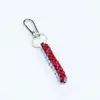 Llavero de Cuerda para Saltar Colorida de 15 cm Anillo Metálico de 3 cm Nudo de Maíz Cuadrado Cuerda Decorativa Tejida a Mano DIY