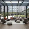 Sofá para Patio Exterior Sofá para Balcón de Villa al Aire Libre Terraza de Jardín Sofá Exterior Ratán Aleación de Aluminio Informal Estilo Nórdico