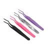 Pinzas de Acero Inoxidable Coloreadas Engrosadas Pinza de Codo Boca Plana para Pestañas y Cejas Postizas Pinzas para Manicura Hechas a Mano DIY