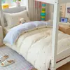 Conjunto de tres piezas de algodón puro de alta calidad estilo Ins para dormitorio de estudiantes, sábana bajera y sábana encimera de algodón para cama individual de dormitorio, atractivo
