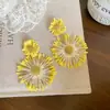 Escuchando el viento, pasos ligeros, chifón amarillo, flecos de pétalos, aretes para mujer, vacaciones en la playa, aretes exagerados, aretes únicos y hermosos
