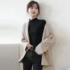 Camiseta Básica con Borde Fruncido para Mujer 2026 Nueva Camiseta Elegante de Manga Larga para Primavera y Otoño con Cuello Semi-Alto Top Adelgazante