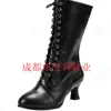 Novos Sapatos Femininos Outono e Inverno 2026, Bico Fino, Versátil, Tamanho Grande 40-43, Salto Grosso, Cadarço, Botas Martin, Botas Femininas