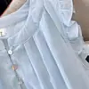 Top babydoll versátil de talla grande para mujer, estilo francés, con volantes y mangas acampanadas, nuevo para el verano 2026, corte holgado, adelgazante