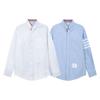 TB JL Camisa Marca de Moda Branca Quatro Barras Manga Interna Kefu Fita Manga Longa Quatro Barras Cor de Contraste Mercadoria Europeia Quebrar