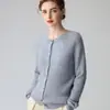 Cardigã 100% caxemira para mulheres, gola redonda, trança, manga longa, outono e inverno, cor sólida, caimento justo, casaco de abotoamento simples