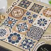 Tapete secante de tierra de diatomeas con diseño de azulejo floral vintage, posavasos de cocina, absorbente para encimera, antideslizante, resistente a la suciedad, resistente al desgaste, fácil de limpiar
