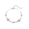 Pulsera de flor de cerezo rosa con pedrería estilo Xiaohongshu, lujo ligero, fresca y elegante, encanto femenino para niñas