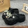 2025 Nuevos Zuecos al por Mayor Transfronterizos Zapatos Flor Corazón Lazo de Mezclilla Accesorios Personalizados de Moda Flor para Zapatos Hebilla de Zapatos