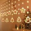 Luz de Cortina Colgante Anillo Navideño LED Diseño de Escena Atmósfera Muñeco de Nieve Reno Línea de Cuero USB Luz de Cortina Fábrica Directa