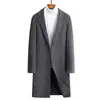 Abrigo de Lana para Hombre para Otoño e Invierno, Doble Cara, 100% Lana, Longitud Media, Cuello de Solapa, Casual de Negocios, Versátil, Color Sólido