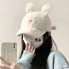 Gorra de Béisbol de Felpa de Cordero Cálida y Linda con Orejas de Conejo para Otoño e Invierno