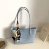 Bolsa de Mão Tecida Estilo Coreano Ins Bolsa Tote Grande Capacidade Bolsa de Mercado Fashion Textura Tendência Bolsa de Ombro Sob o Braço