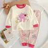 Nuevo conjunto de ropa interior de algodón para niños, ropa de otoño para niños y niñas, pijamas, ropa para casa, diseño de dibujos animados en jacquard