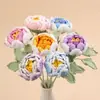 Decoraciones de flor de peonía tejidas a mano con hilo, flores artificiales como regalos para amigos y mejores amigas, flores tejidas