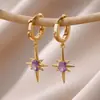 Pendientes de Estrella de Ocho Puntas con Circonita Incrustada Estilo Retro de Lujo Ligero Transfronterizos Pendientes Solares Diseño de Nicho Simples y Versátiles Venta al por Mayor